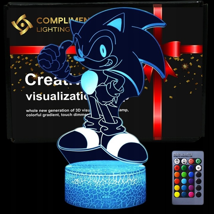 Lampka 3D nocna led usb Mały Sonic z bajki