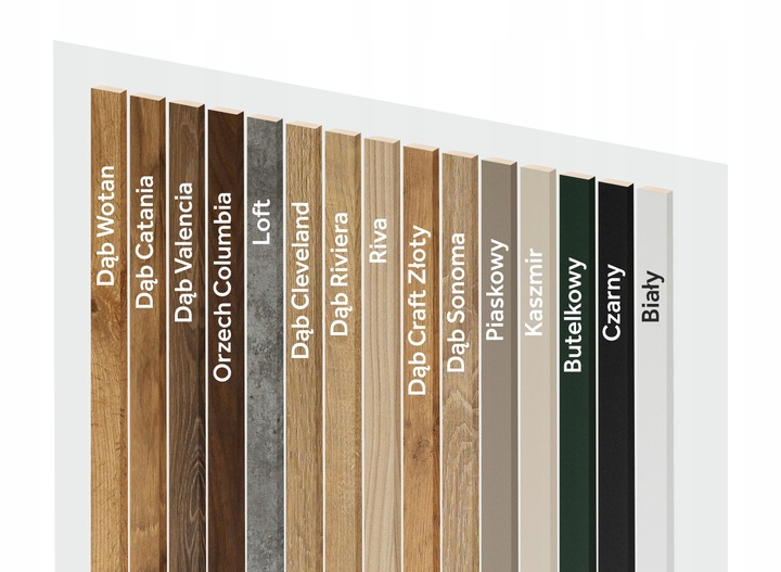 Lamele Ścienne na BIAŁEJ Płycie 275x46 Listwy na Ścianę DĄB PREMIUM Kolory