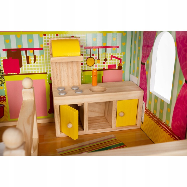 Domek dla Lalek Duży XXL Drewniany Mebelki Oświetlenie LED Akcesoria Meble