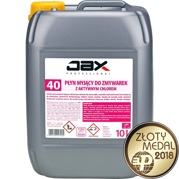 Płyn myjący do zmywarek z aktywnym chlorem 10L Jax
