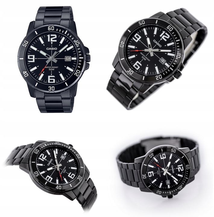 ZEGAREK MĘSKI CASIO STILON złoty stalowy datownik +BOX +GRAWER