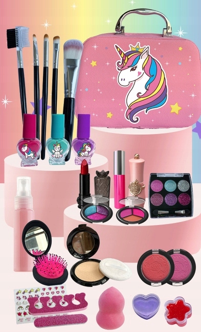 KUFEREK KOSMETYKÓW Zestaw do MAKIJAŻU I PAZNOKCI DLA DZIECI DOMOWE SPA