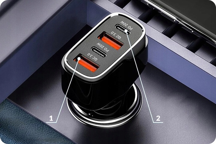 SAMOCHODOWY ROZDZIELACZ 4xUSB QC PD 40W MAGNETYCZNY MOCNY UCHWYT DO KRATKI