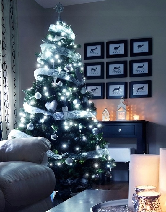 LAMPKI CHOINKOWE 1000 LED BIAŁE ZIMNE IP44 68 M 8 TRYBÓW NA CHOINKĘ