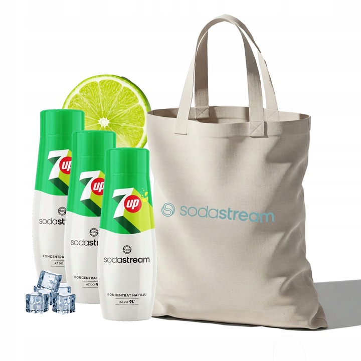 Zestaw Syrop koncentrat do wody SodaStream 7up 3x440 ml + Torba GRATIS