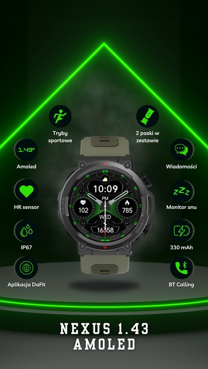 SMARTWATCH ZEGAREK MĘSKI POLSKIE MENU ROZMOWY SPORT PULS 2 PASKI AMOLED