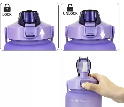 Bidon butelka na wodę dzbanek przenośny ze słomką z podziałką 2l