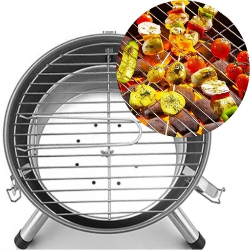 GRILL KOPUŁOWY OGRODOWY ZAMYKANY GRIL Z POKRYWKĄ WĘGLOWY BRYKIET OKRĄGŁY