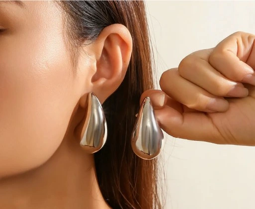 KOLCZYKI srebrna KROPLA łezka stal 316L