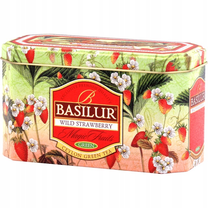 Herbata zielona POZIOMKOWA Basilur WILD STRAWBERRY - 20 torebek PUSZKA