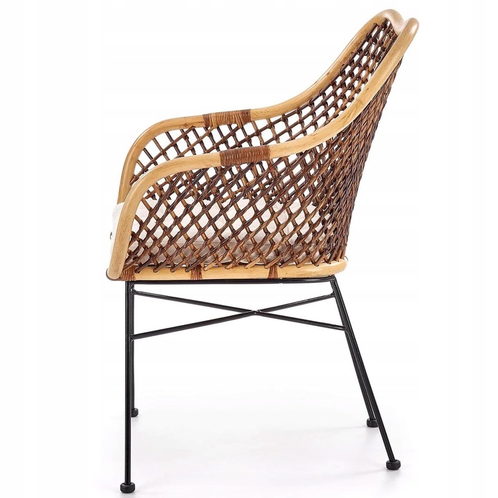 Krzesło Tarasowe do Ogrodu Balkonowe K336 z Rattanu z Podłokietnikami Boho