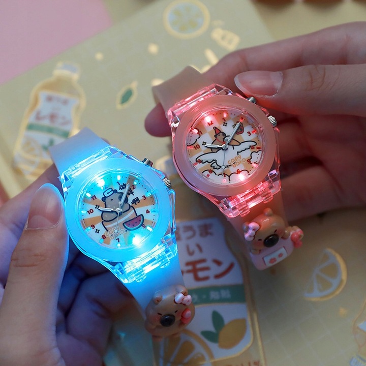 zegarek dziecięcy KAPIBARA dla dziewczynki dzieci ŚWIECĄCY i fosfowyzujący