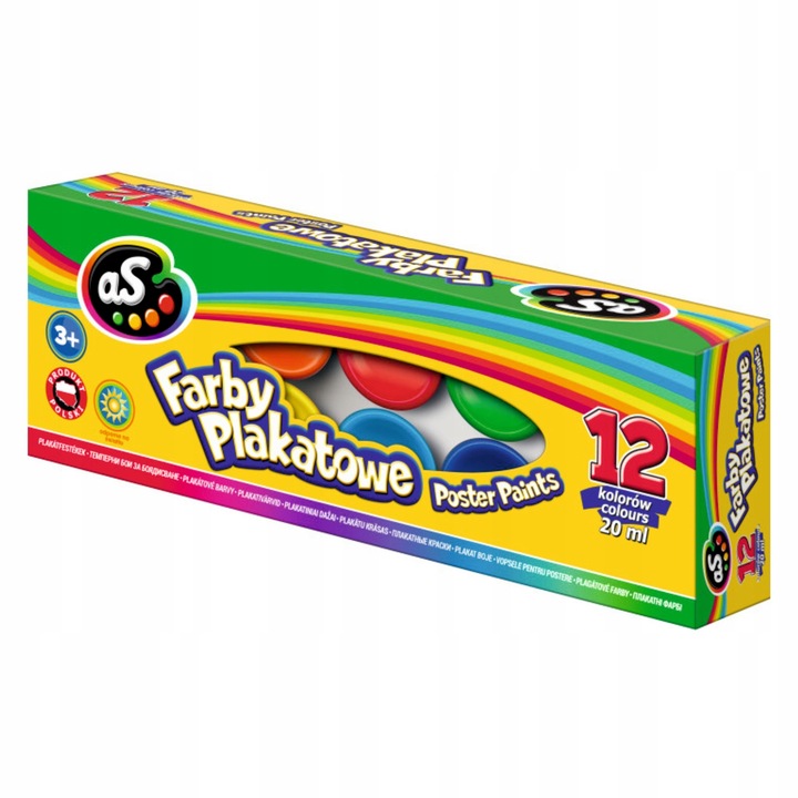 AS Farby plakatowe 12 kolorów - 20 ml