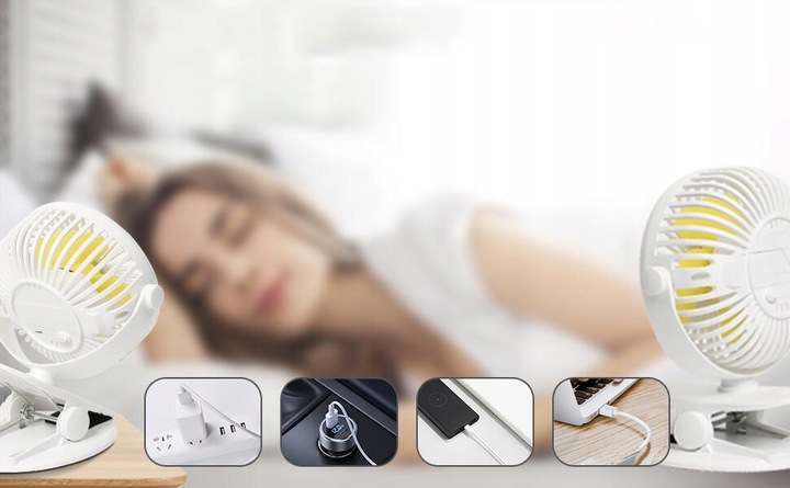 WENTYLATOR DO WÓZKA Z KLIPSEM USB WENTYLATOR DO ŁADOWANIA, WENTYLATOR