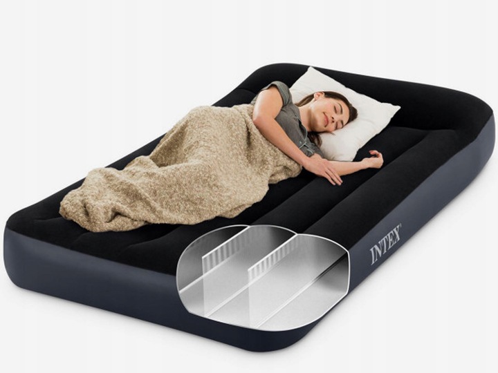 HQ Materac 1-osobowy Dmuchany Welurowy Turystyczny Łóżko 191x99x25cm Intex