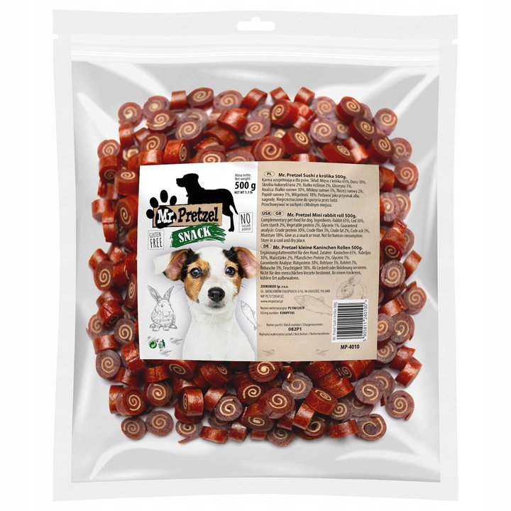 Przysmak, przekąska dla psa Sushi z Królika i Dorsza (95%) Mr.Pretzel 500g