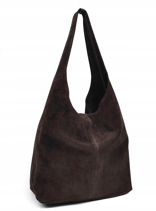 CZEKOLADOWA ZAMSZOWA TOREBKA WOREK BRĄZOWA TOREBKA ZAMSZ NATURALNY ZAMEK A4