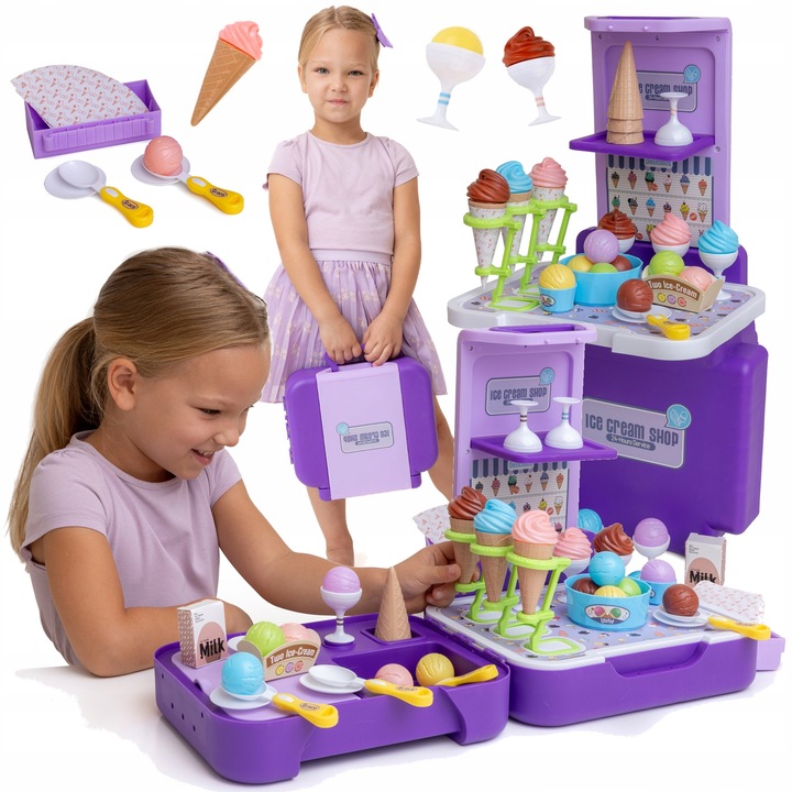 LODZIARNIA CUKIERNIA Zestaw w walizce 3w1 lody sklep kuchnia budka z lodami