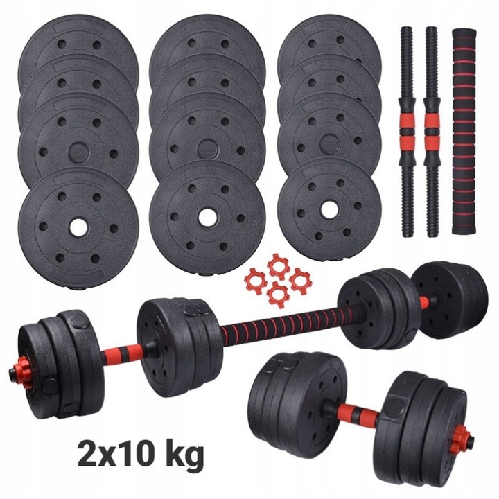 HANTLE REGULOWANE ZESTAW HANTLE DO ĆWICZEŃ 2x10KG 20KG SZTANGA + GRYFY