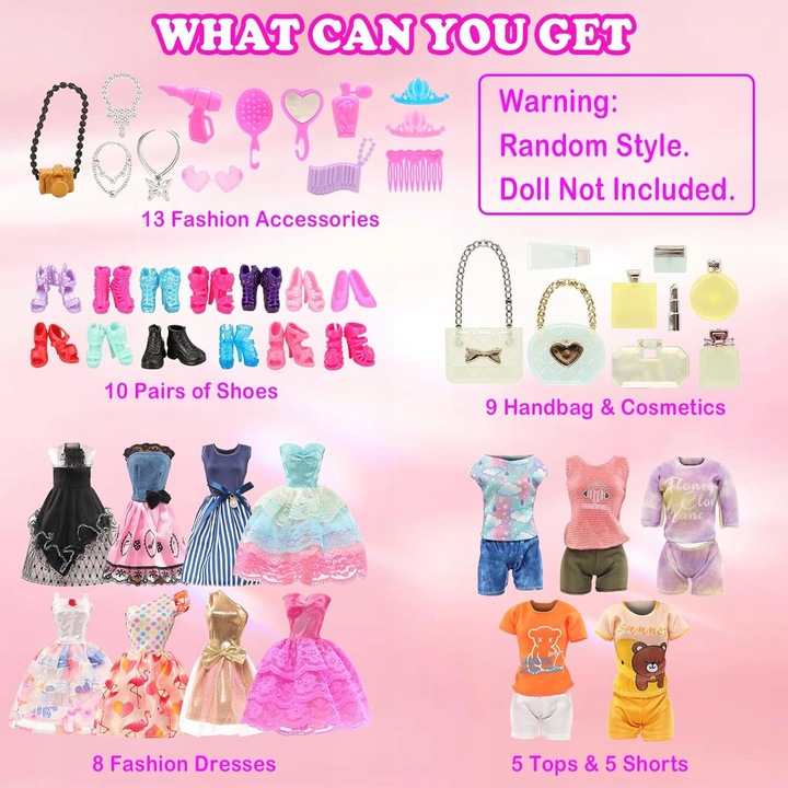 ZESTAW XL UBRANIA DLA LALEK SUKNIE BALOWE AKCESORIA PREZENT DLA DZIECKA
