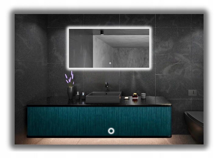 Lustro Podświetlane LED 80x60 Wodoszczelność IP65 z Włącznikiem Dotykowym