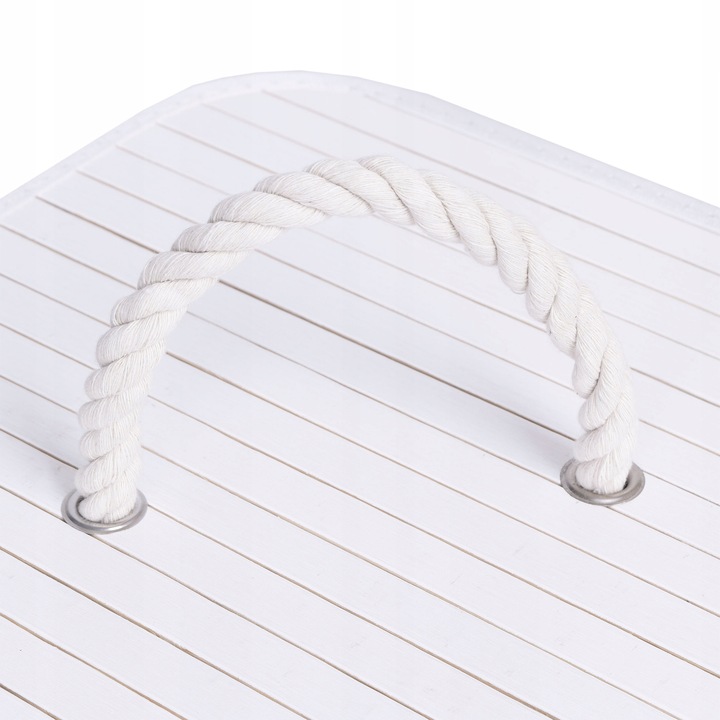 KOSZ POJEMNIK NA PRANIE BIELIZNĘ BAMBUSOWY NAROŻNY BIAŁY ŁAZIENKOWY 60L