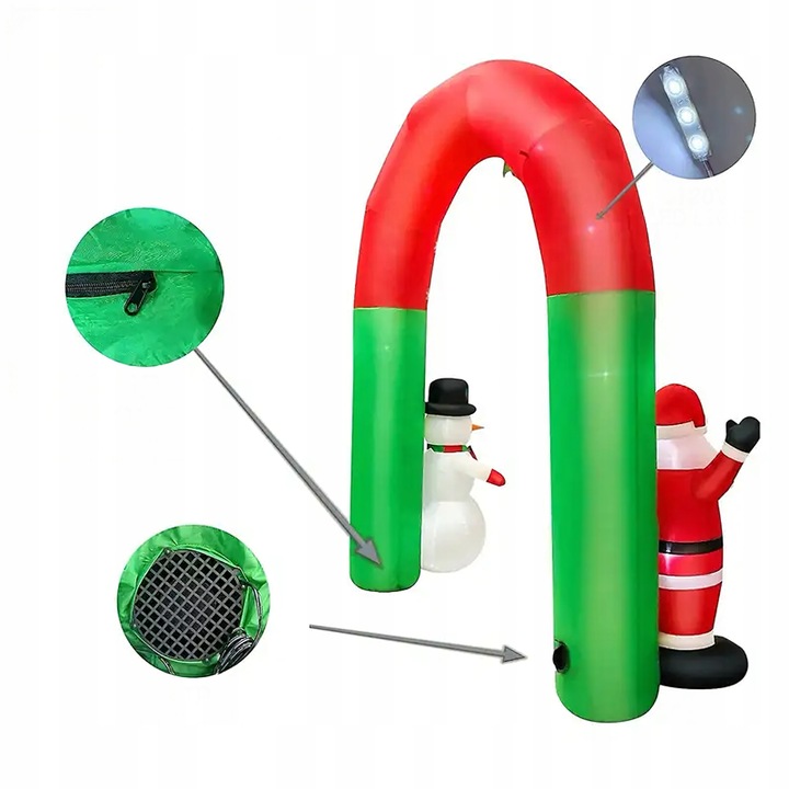 250x200cm MIKOŁAJ BAŁWAN DMUCHANY BRAMKA ŚWIĄTECZKA NADMMUCHIWANA LED