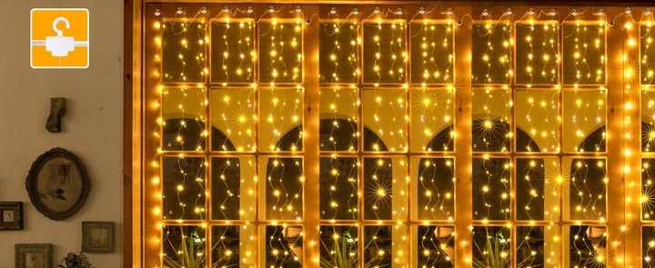 KURTYNA ŚWIETLNA Z 300 LAMPKAMI LED DO DEKORACJI POKOJU I OKNA