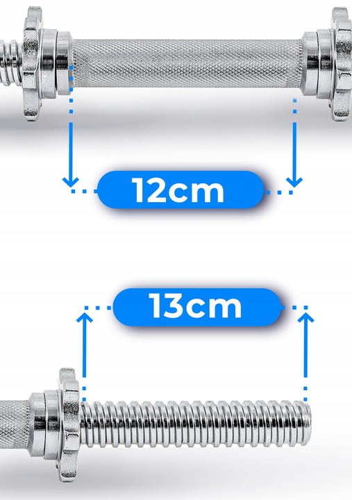 Gryf krótki 40cm hantle śrubowy 30mm chromowany stal pełny gwintowany mocny
