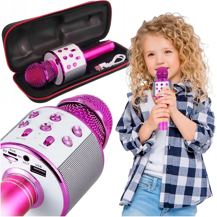 MIKROFON KARAOKE GLOSNIK Z MIKROFONEM BEZPRZEWODOWY BLUETOOTH NAGRYWANIE