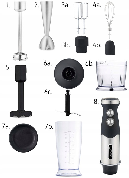 8w1 Blender ręczny Wielofunkcyjny Yoer +Tytanowe ostrza 1500W +14 ELEMENTÓW