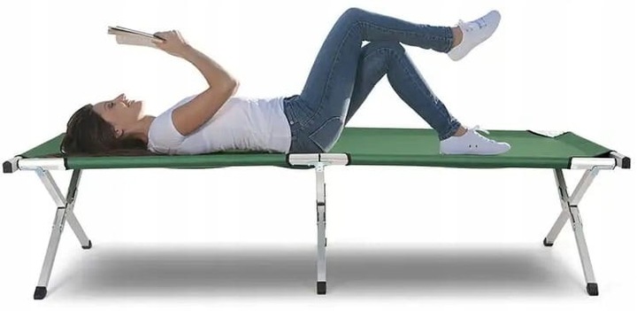 Działkowe Łóżko Polowe Turystyczne Leżak Leżanka XXL Odcień granatu TP190G