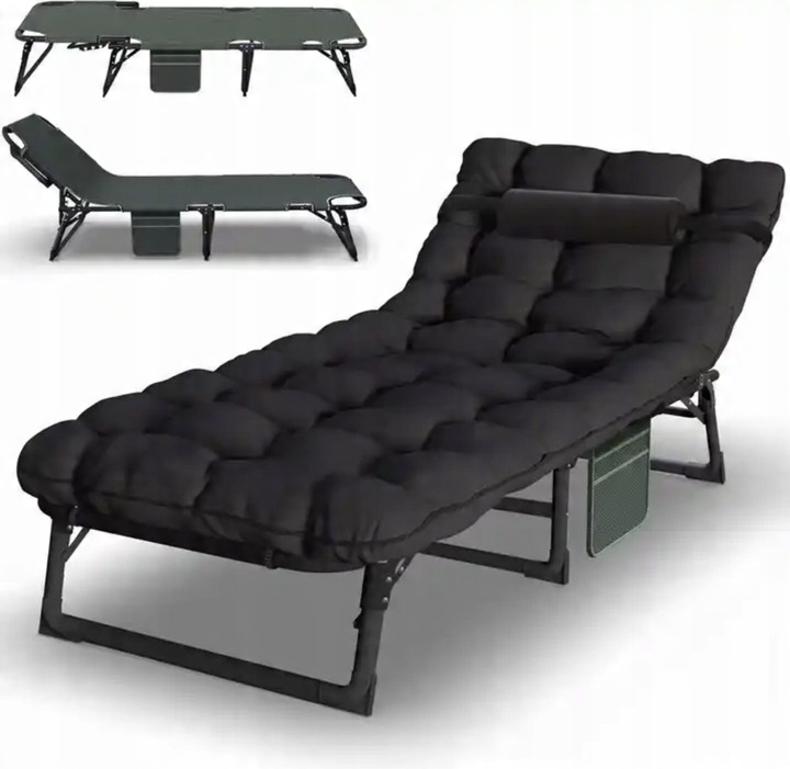 Łóżko Polowe Turystyczne Wędkarskie Leżak Składany z Materacem 194 cm