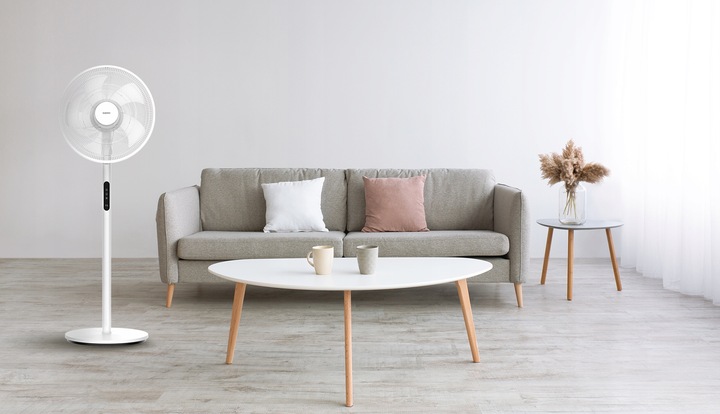 Wentylator stojący HYG wiatrak podłogowy cichy mocny 5 łopatek aż 45cm XXL