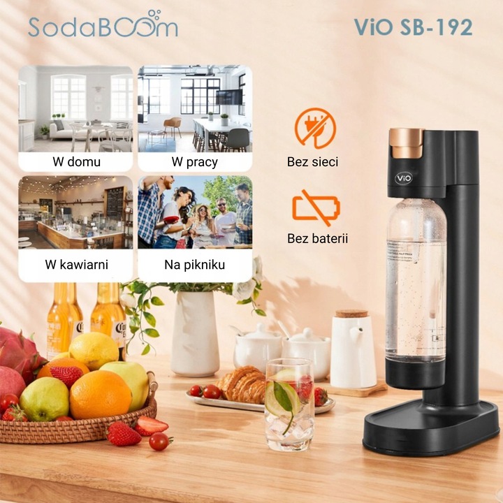 Saturator do wody gazowanej ViO SodaBoom SB-192 + butelka wielorazowa 1L