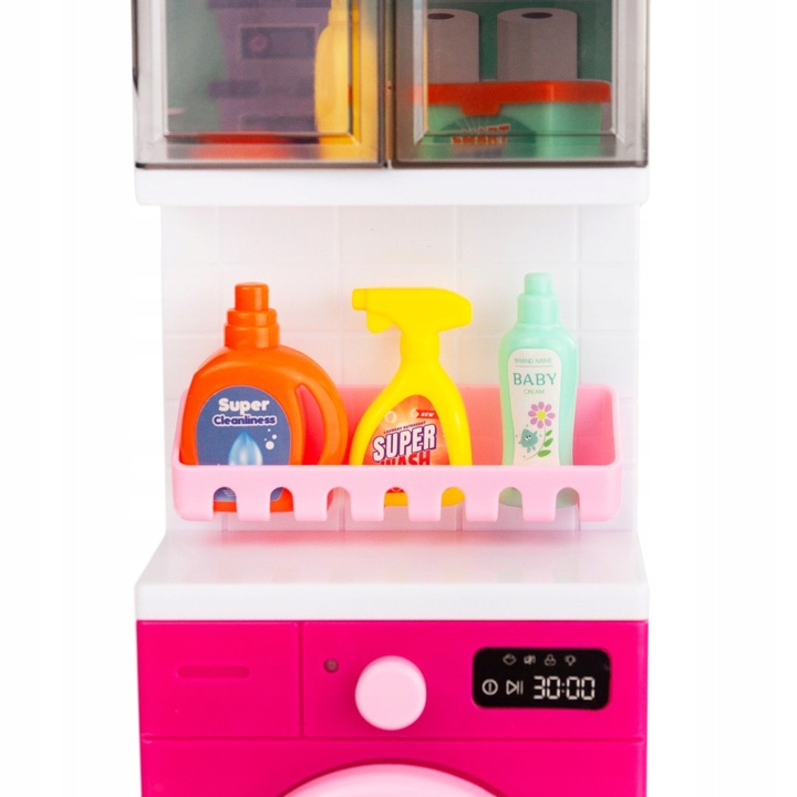 ŁAZIENKA Z AKCESORIAMI PRYSZNIC WC PRALKA ZESTAW ŁAZIENKOWY DLA DZIECI