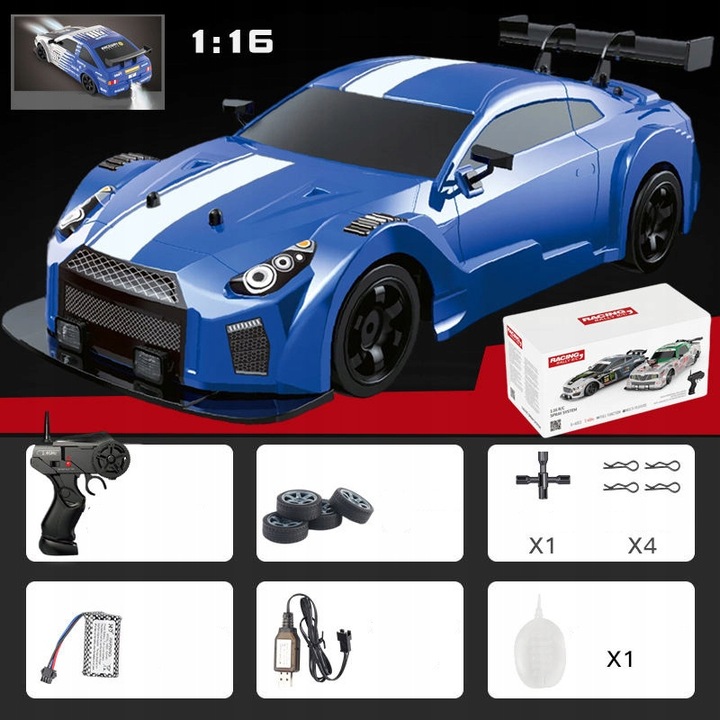 Samochód Zdalnie Sterowany RC Duży Do DRIFTU Auto na Pilota 4x4 Led Dym