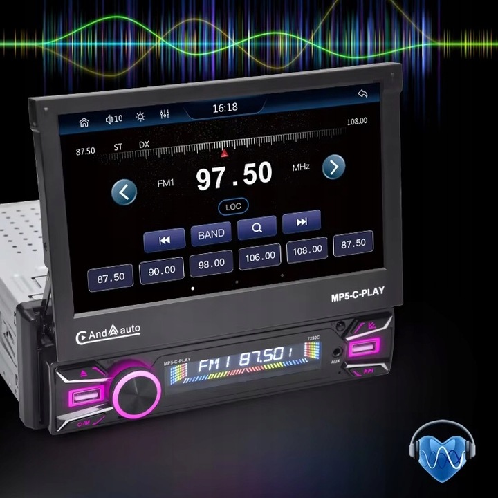 RADIO SAMOCHODOWE BT 1 DIN 7" DOTYKOWE ANDROID 13 WIFI APPLE CARPLAY KAMERA