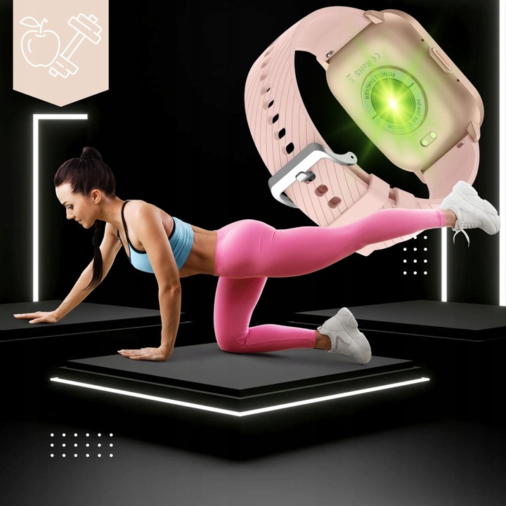 ZEGAREK SMARTWATCH DAMSKI POLSKIE MENU ROZMOWY PULS CIŚNIENIE SPORT 2 PASKI
