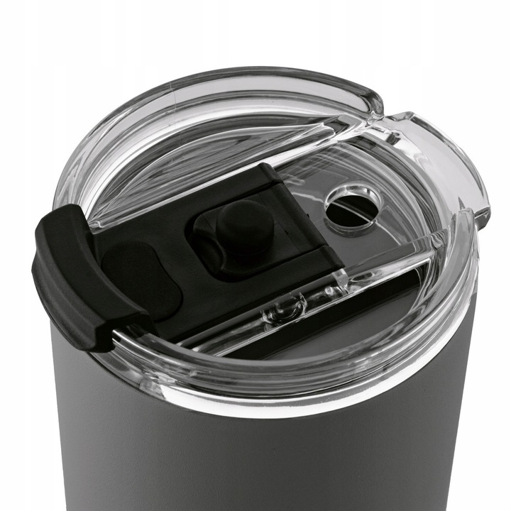 KUBEK TERMICZNY PRÓŻNIOWY ze słomką SZARY DUŻY Konighoffer Davos 1200 ml