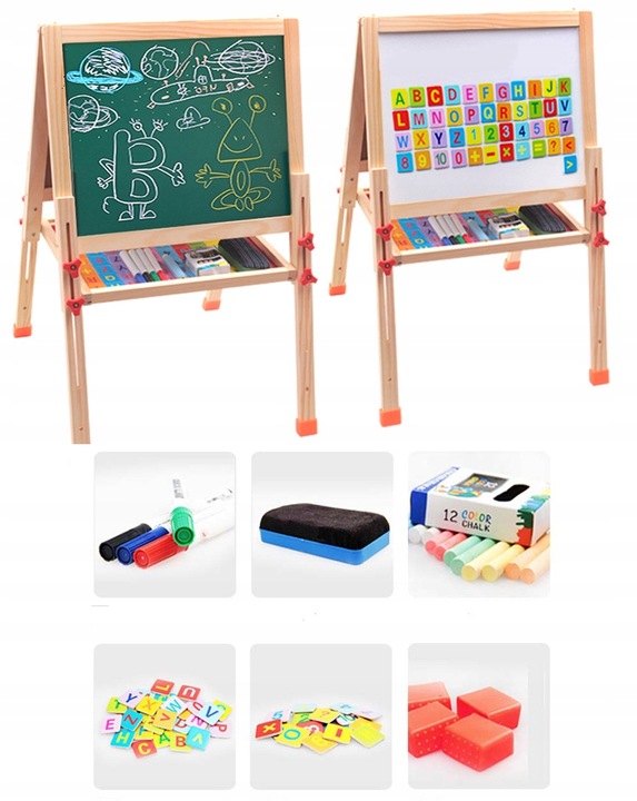 Drewniana Tablica Magnetyczna Kredowa magnesy 709 45 x 90cm