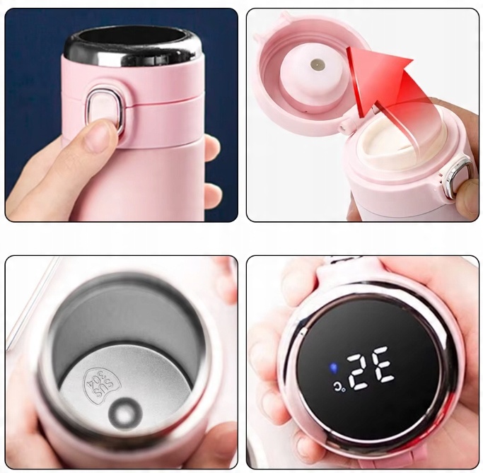 KUBEK TERMICZNY LED BUTELKA PRÓŻNIOWA 420 ML