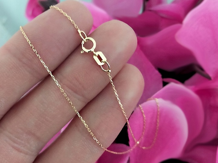 Złoty łańcuszek 333 splot ankier 50cm chrzest na prezent klasyczny wzór