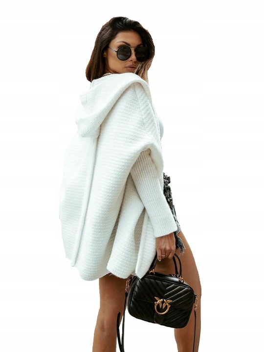 Me gusta kardigan z kapturem oversize biały ryżyk