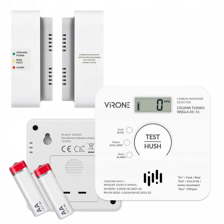 Czujnik Czadu Tlenku Węgla na Baterie Bezprzewodowy Uniwersalny Detektor