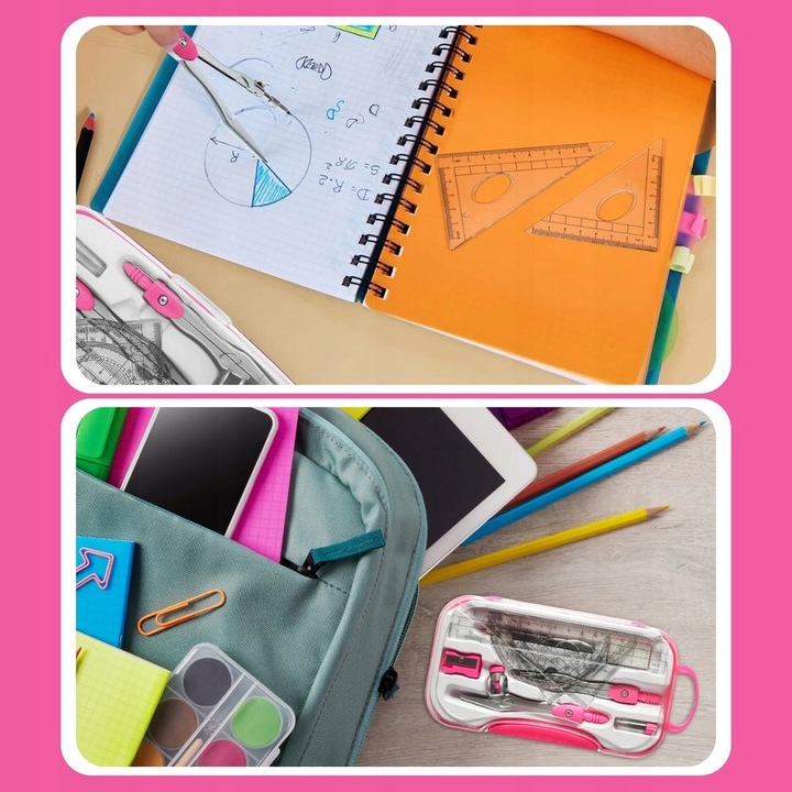 ZESTAW GEOMETRYCZNY 10 ELEMENTÓW CYRKIEL LINIJKI DO KREŚLENIA DO RYSOWANIA