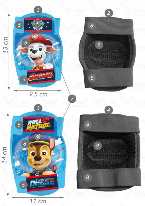 4x ochraniacze kask rowerowy rękawiczki Psi Patrol Marshall Chase Czejs