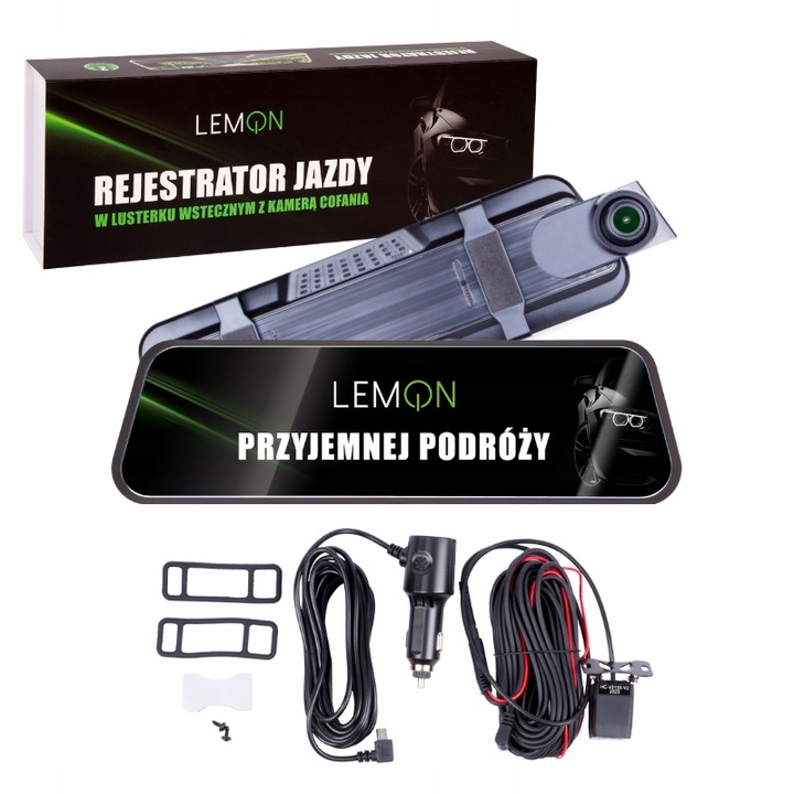 KAMERA SAMOCHODOWA WIDEOREJESTRATOR W LUSTERKU REJESTRATOR JAZDY PRZÓD TYŁ