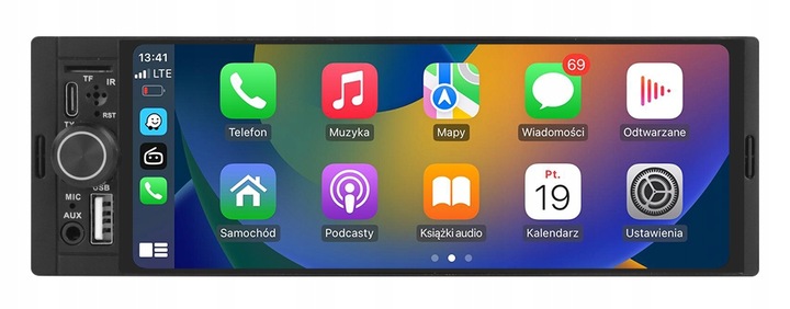 RADIO NAWIGACJA 1DIN CARPLAY ANDROID AUTO MAPY AUX BLUETOOTH