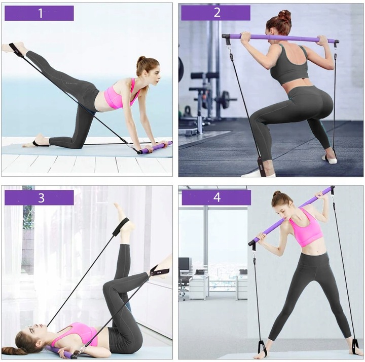 DRĄŻEK DO PILATESU BAR KIJ DO ĆWICZEŃ GUMY OPOROWE EKSPANDERY Z DRĄŻKIEM